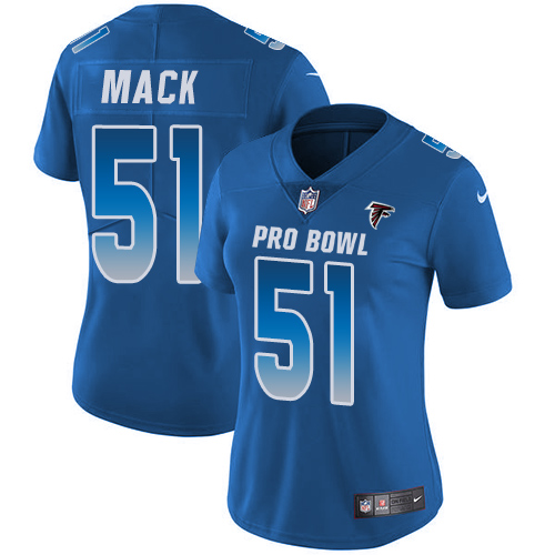 Nike Falcons #51 Alex Mack Royal Women's Stitched NFL Limited NFC 2018 Pro Bowl Jersey